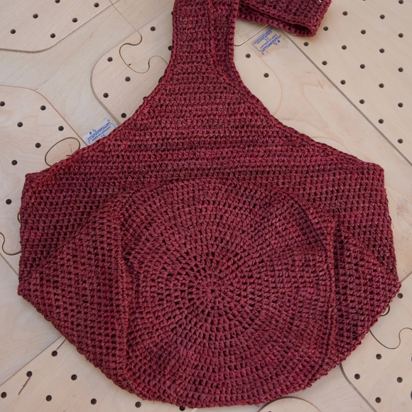 Helen Kaminski 100% Raffia Burgundy Large Woven Tote Bag Made In Madagascar - Picture 6 of 14